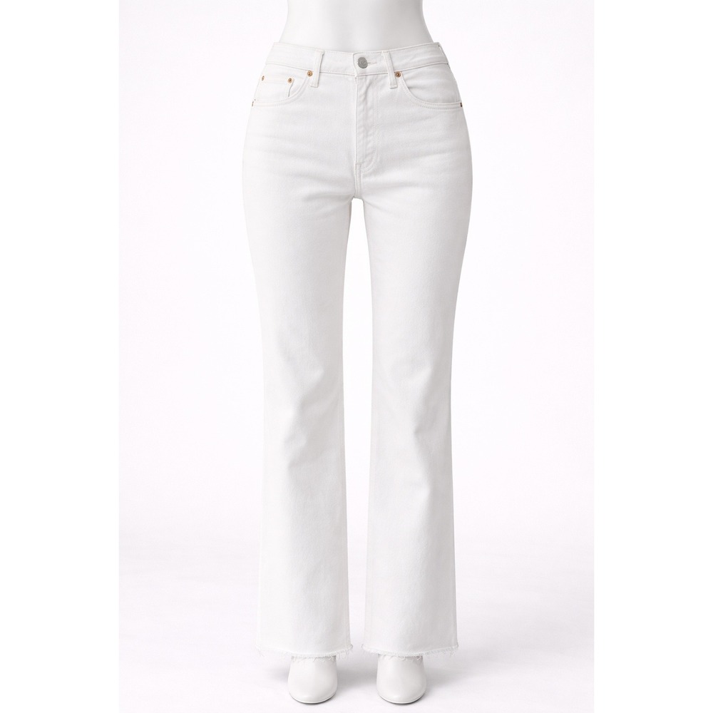 NWT RE/DONE 70s Ultra‎ High Rise Stove Pipe Jeans White Raw Hem Size 24